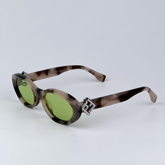 Fendi FF DIAMONDS FE40140U 01A Women NEW AUTHENTIC Sunglasses Oval Havana Green